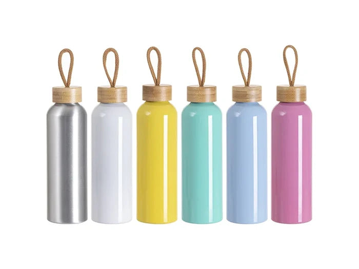 Sublimation Blanks 20oz/600ml Aluminum Water Bottle w/ Bamboo Lid (White)