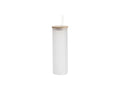 Sublimation Blanks 20oz/600ml Glass Skinny Tumbler w/Straw & Bamboo Lid w/Straw & Bamboo Lid(Frosted)
