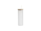 Sublimation Blanks 20oz/600ml Glass Skinny Tumbler w/Straw & Bamboo Lid w/Straw & Bamboo Lid(Frosted)