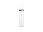 Sublimation Blanks 20oz/600ml Glass Skinny Tumbler w/Straw & Bamboo Lid w/Straw & Bamboo Lid(Clear)