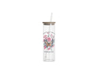 Sublimation Blanks 20oz/600ml Glass Skinny Tumbler w/Straw & Bamboo Lid w/Straw & Bamboo Lid(Clear)
