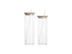 Sublimation Blanks 20oz/600ml Glass Skinny Tumbler w/Straw & Bamboo Lid w/Straw & Bamboo Lid(Clear)