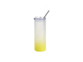 Sublimation Blanks 25oz/750ml Glass Skinny Tumbler with Plastic Straw&Lid (Frosted, Gradient Lemon Yellow)