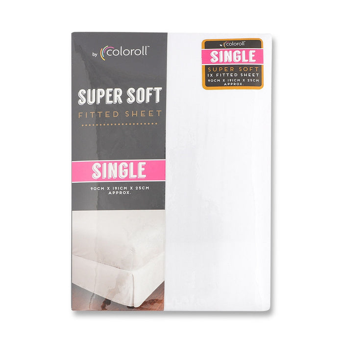 Coloroll Microfibre White Single Fitted Sheet  330485