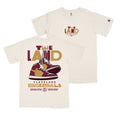 Two t-shirts with 'The Land Cleveland Basketball' design on a white background