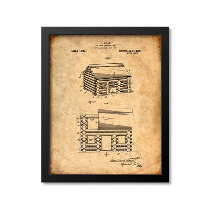 Lincoln Logs Patent Print