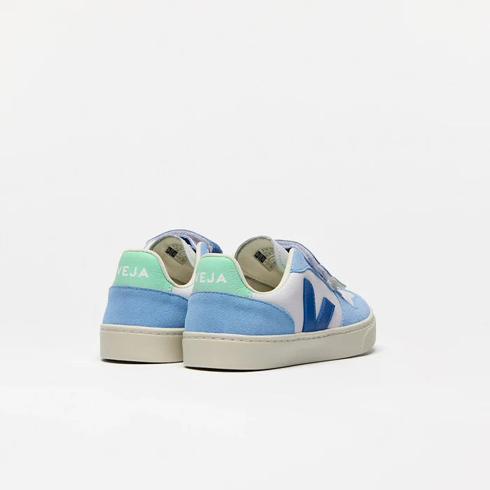 Veja | Leather V-10 Trainers | Ice Blue & Indigo Blue