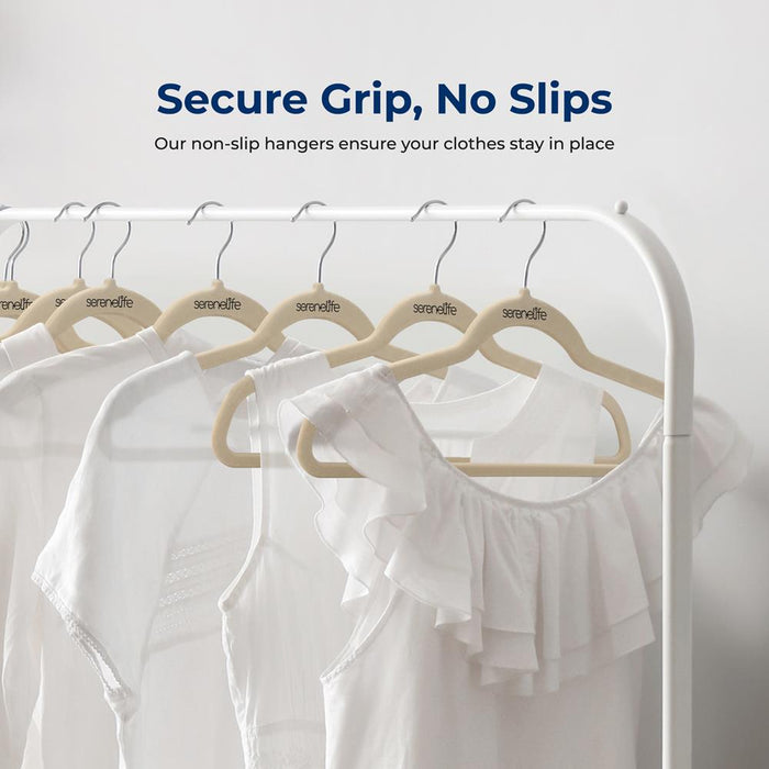 Velvet Hangers 30-Pack, Non-Slip, Space-Saving, 360° Swivel, Ivory