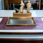Versatile Gold Border Elegant Serving Glass Tray