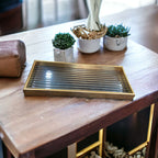 Versatile Gold Border Elegant Serving Glass Tray