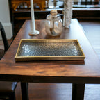 Versatile Gold Border Elegant Serving Glass Tray