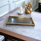 Versatile Gold Border Elegant Serving Glass Tray