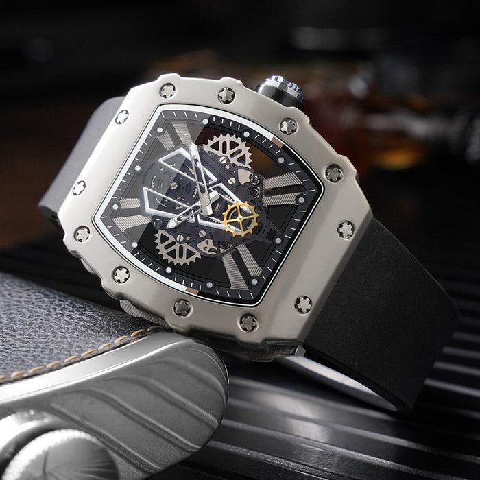 W3833 - Curved Mirror Hollow Surface Men's Watch