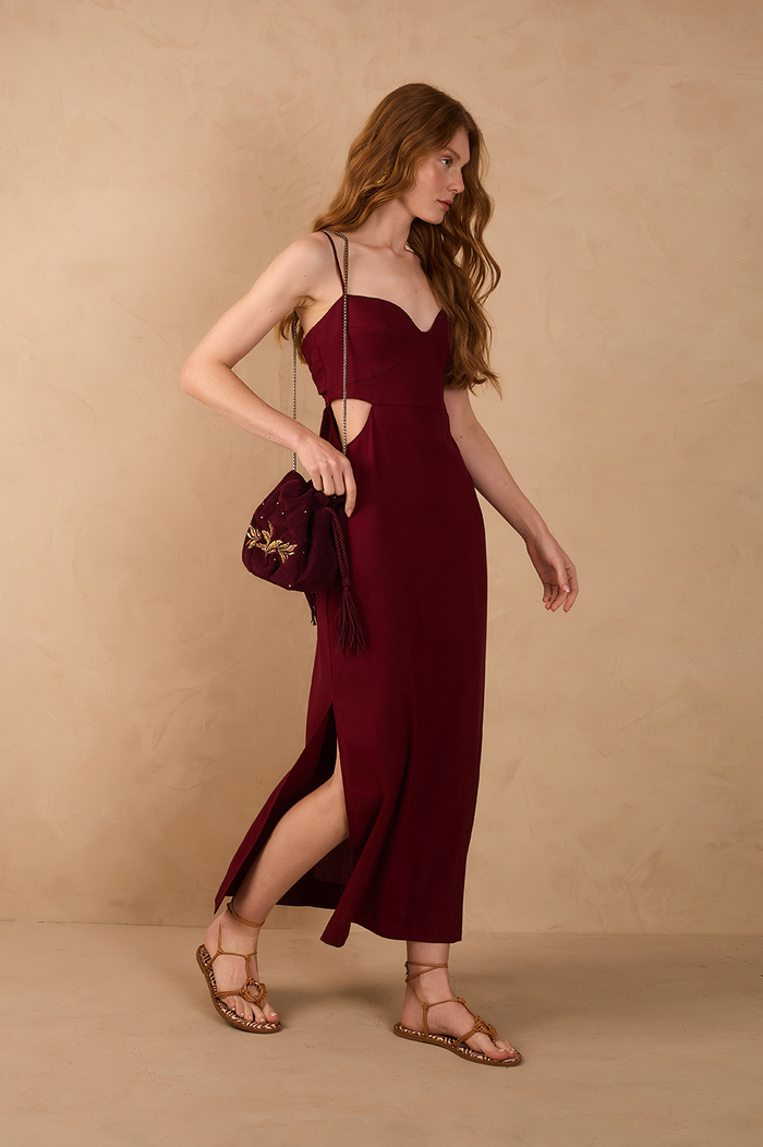Wine Bossa Cut-Out Maxi Dress_1