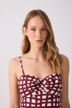 Wine Removable Straps Peplum Blouse_3