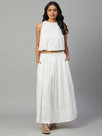 Women's 100% Cotton Regular Fit Skirt White