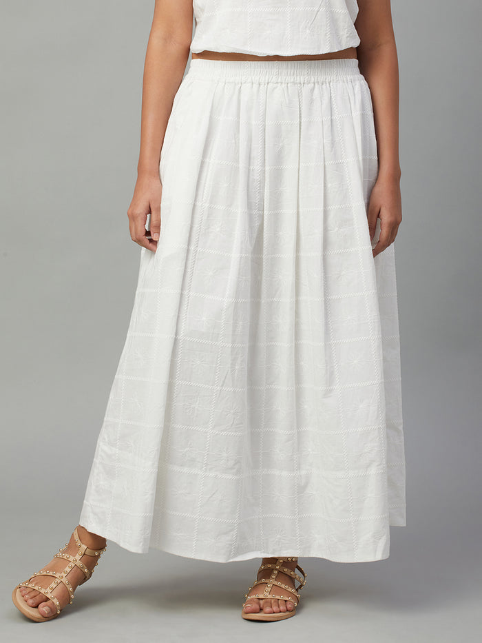 Women's 100% Cotton Regular Fit Skirt White