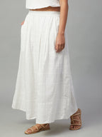 Women's 100% Cotton Regular Fit Skirt White