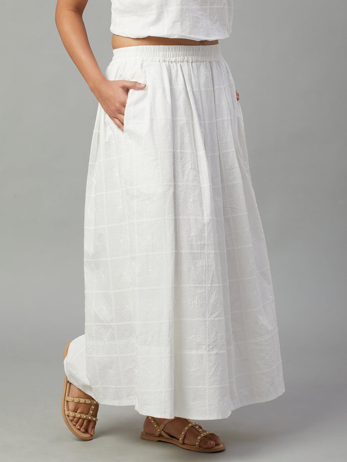 Women's 100% Cotton Regular Fit Skirt White