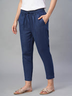 Women's 100% Linen Slim Fit Pant Navy