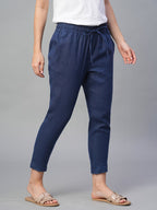 Women's 100% Linen Slim Fit Pant Navy