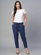 Women's 100% Linen Slim Fit Pant Navy