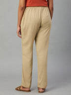 Women's Linen Viscose Drawstring Pants Khaki