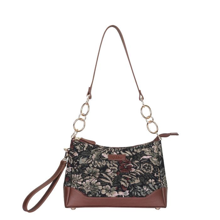 Women's Vintage Tapestry Chain Shoulder Bag with Leather Trim - Canada & USA