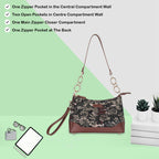 Women's Vintage Tapestry Chain Shoulder Bag with Leather Trim - Canada & USA-feature view