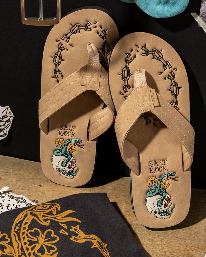 Yesterday's Youth Mens Flip Flops in Beige