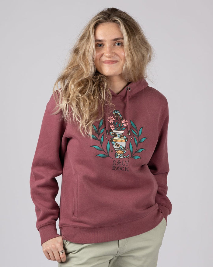 Yesterday's Youth Womens Pop Hoodie in Dark Pink